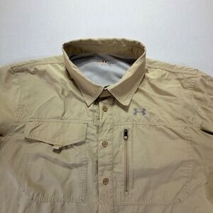 Under Armour All-season Gear Mens Khaki Button Up Shirt XL Fishing Hiking